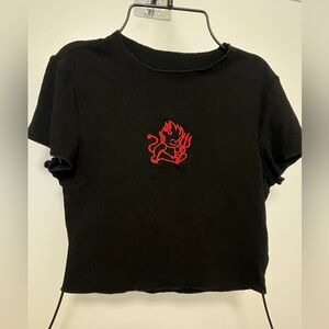 Black T-Shirt with Red Graphic